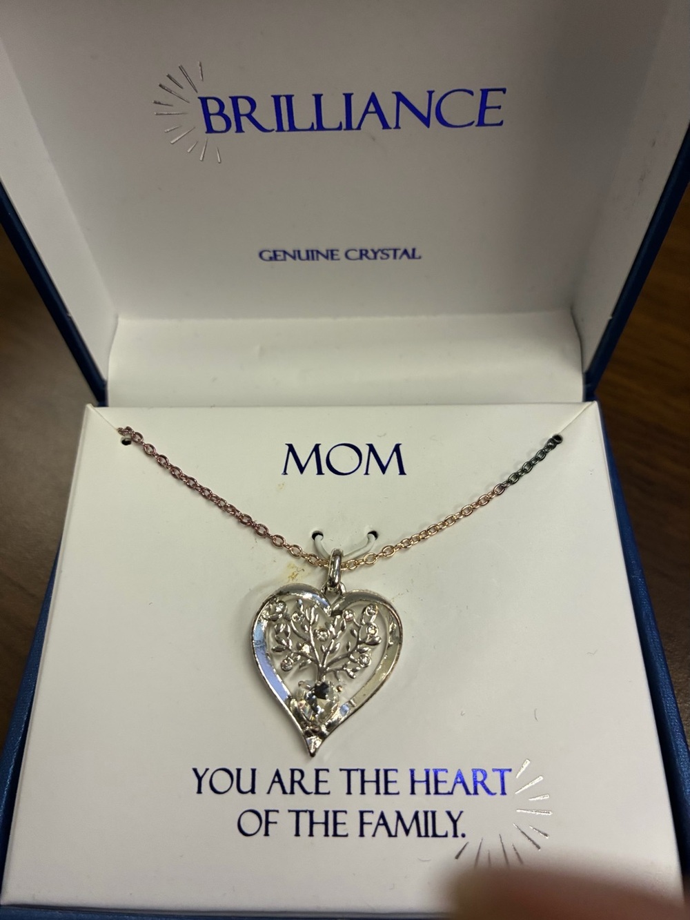 MOM Heart Family Tree Pendant Necklace - tricolor